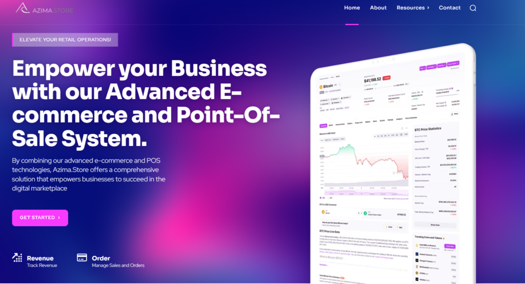 Azima get started page